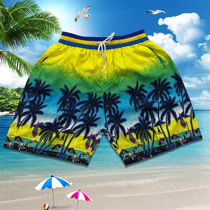 Summer Men Beach Holiday Casual Trendy Coconut Trees Shorts Beachwear