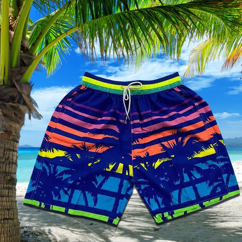 Summer Men Beach Holiday Casual Trendy Coconut Trees Shorts Beachwear