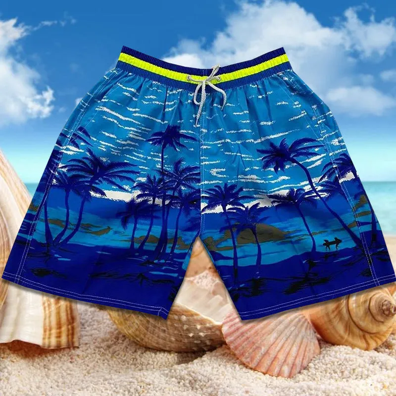 Summer Men Beach Holiday Casual Trendy Coconut Trees Shorts Beachwear