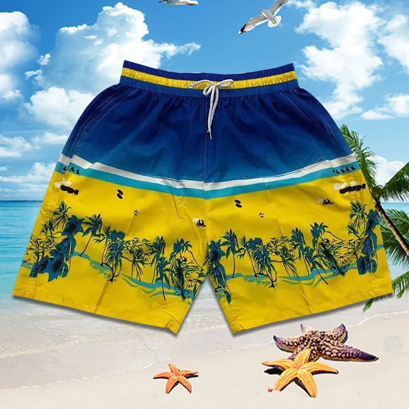 Summer Men Beach Holiday Casual Trendy Coconut Trees Shorts Beachwear