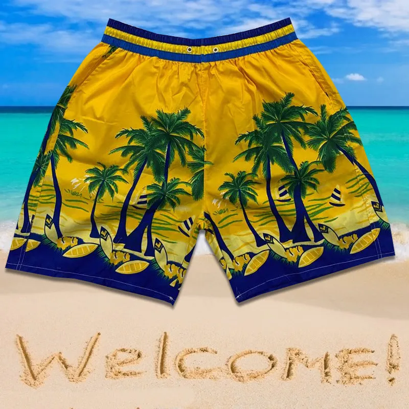 Summer Men Beach Holiday Casual Trendy Coconut Trees Shorts Beachwear