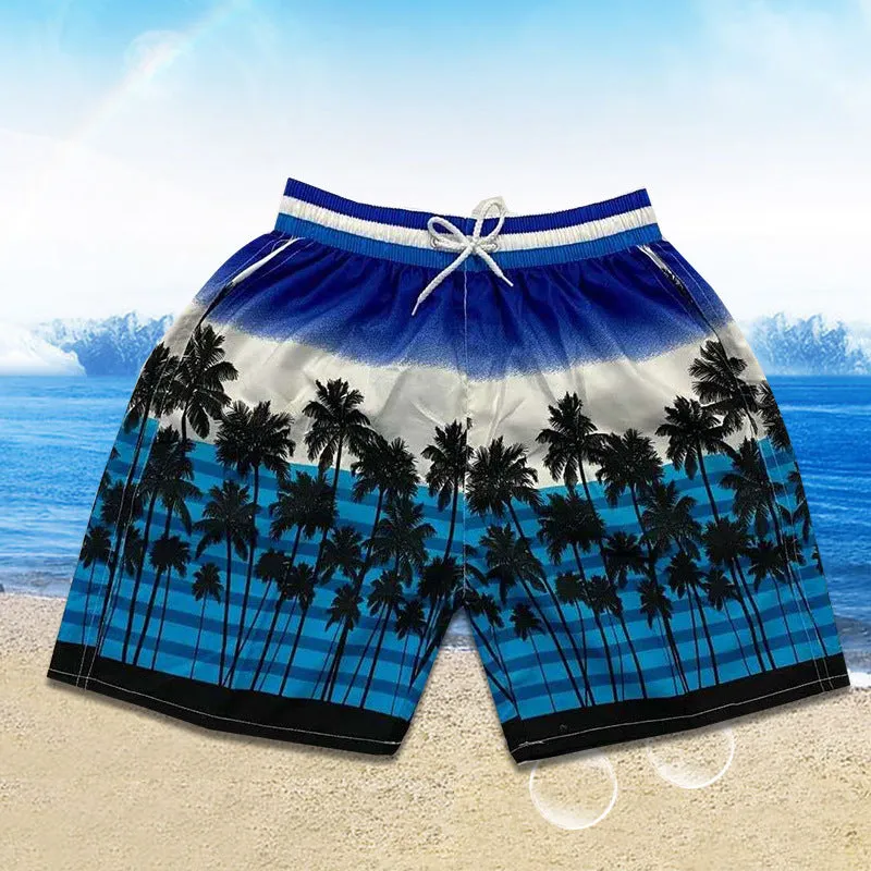 Summer Men Beach Holiday Casual Trendy Coconut Trees Shorts Beachwear