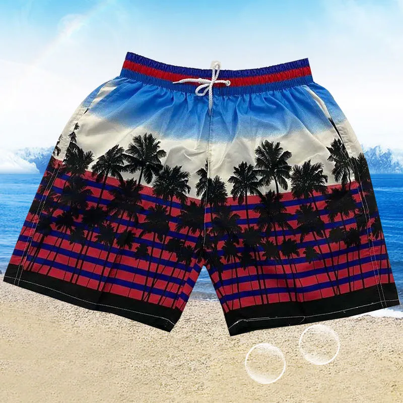 Summer Men Beach Holiday Casual Trendy Coconut Trees Shorts Beachwear