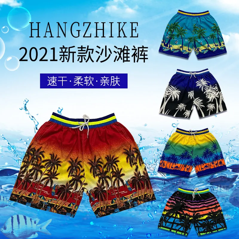 Summer Men Beach Holiday Casual Trendy Coconut Trees Shorts Beachwear