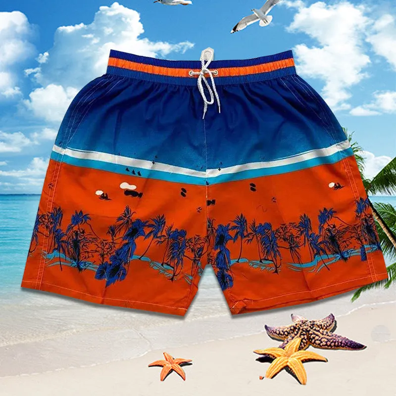 Summer Men Beach Holiday Casual Trendy Coconut Trees Shorts Beachwear