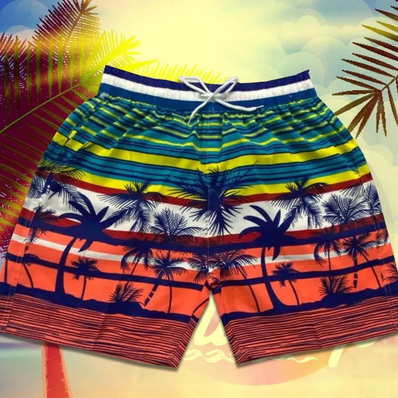 Summer Men Beach Holiday Casual Trendy Coconut Trees Shorts Beachwear