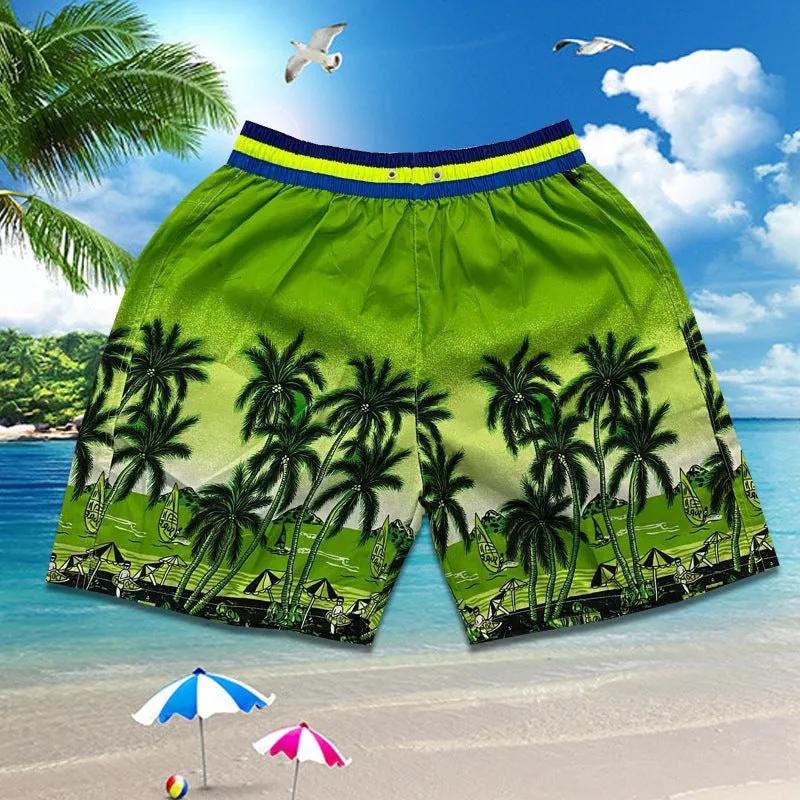 Summer Men Beach Holiday Casual Trendy Coconut Trees Shorts Beachwear