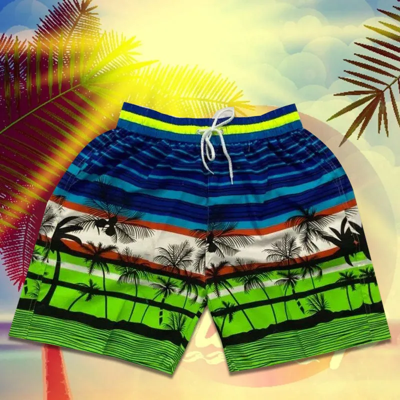 Summer Men Beach Holiday Casual Trendy Coconut Trees Shorts Beachwear