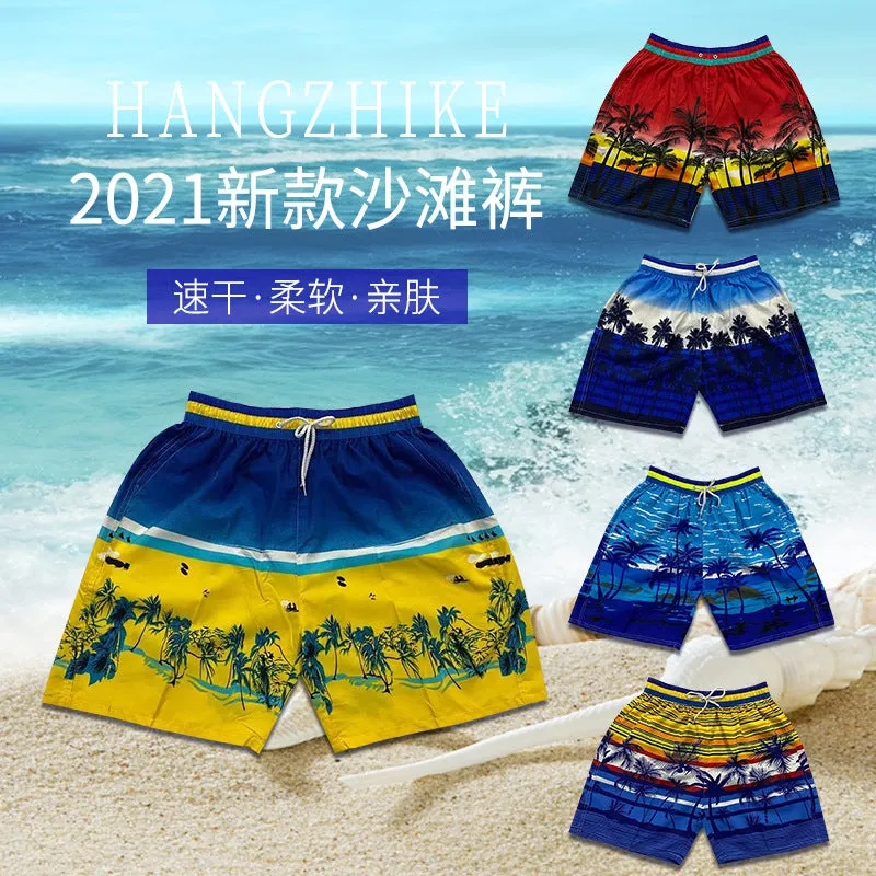 Summer Men Beach Holiday Casual Trendy Coconut Trees Shorts Beachwear
