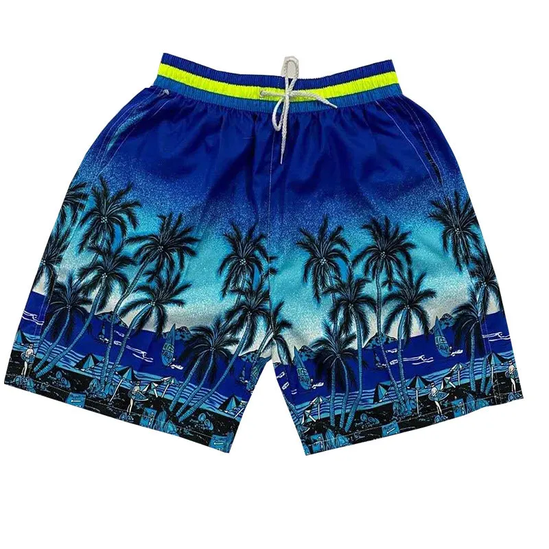 Summer Men Beach Holiday Casual Trendy Coconut Trees Shorts Beachwear