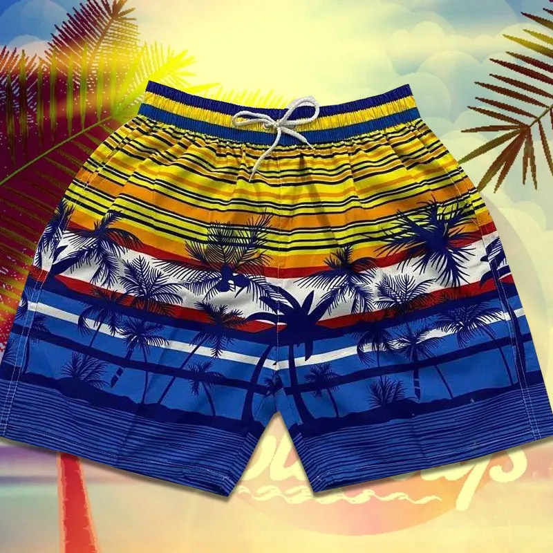 Summer Men Beach Holiday Casual Trendy Coconut Trees Shorts Beachwear