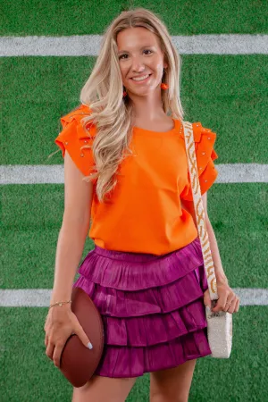 Sweetly Gameday Purple Ruffled Mini Skirt