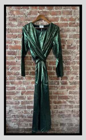 The Emerald Shimmer Wrap Dress