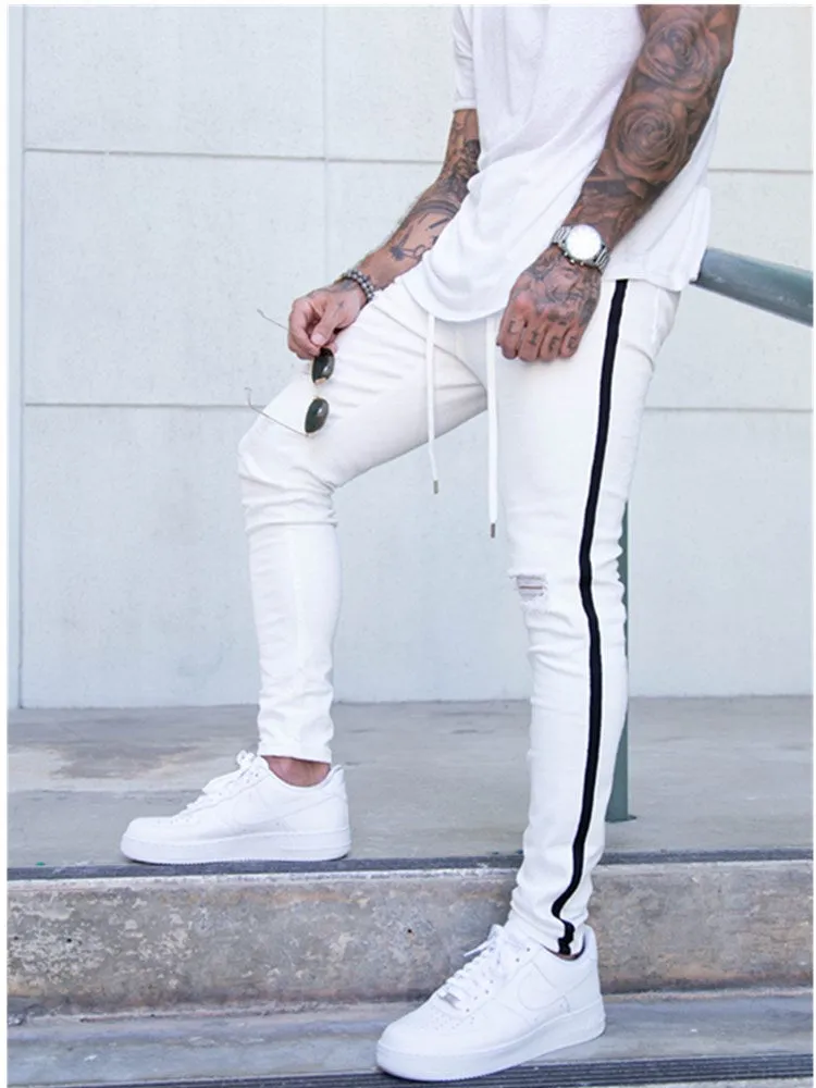 Trendy Men Skinny Ripped Denim Pants