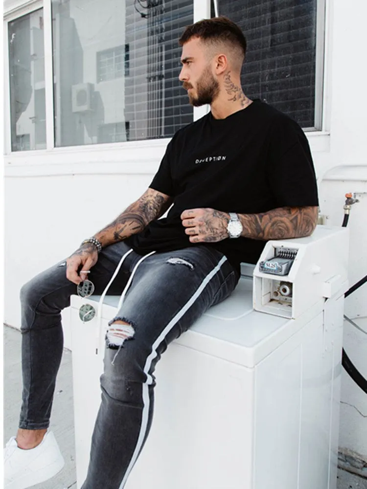 Trendy Men Skinny Ripped Denim Pants