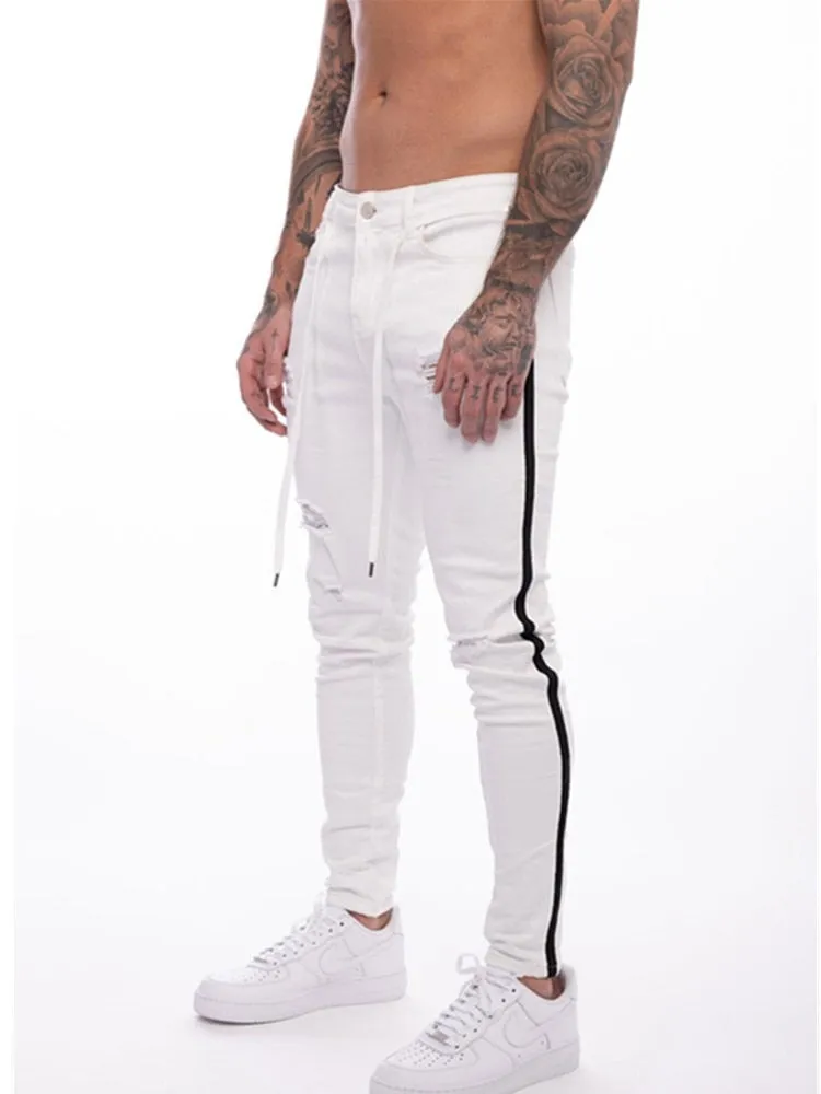 Trendy Men Skinny Ripped Denim Pants