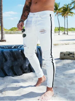 Trendy Men Skinny Ripped Denim Pants