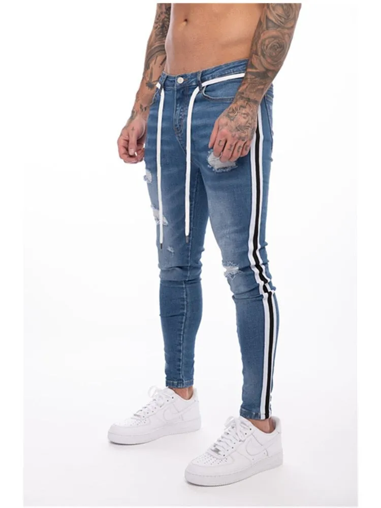 Trendy Men Skinny Ripped Denim Pants