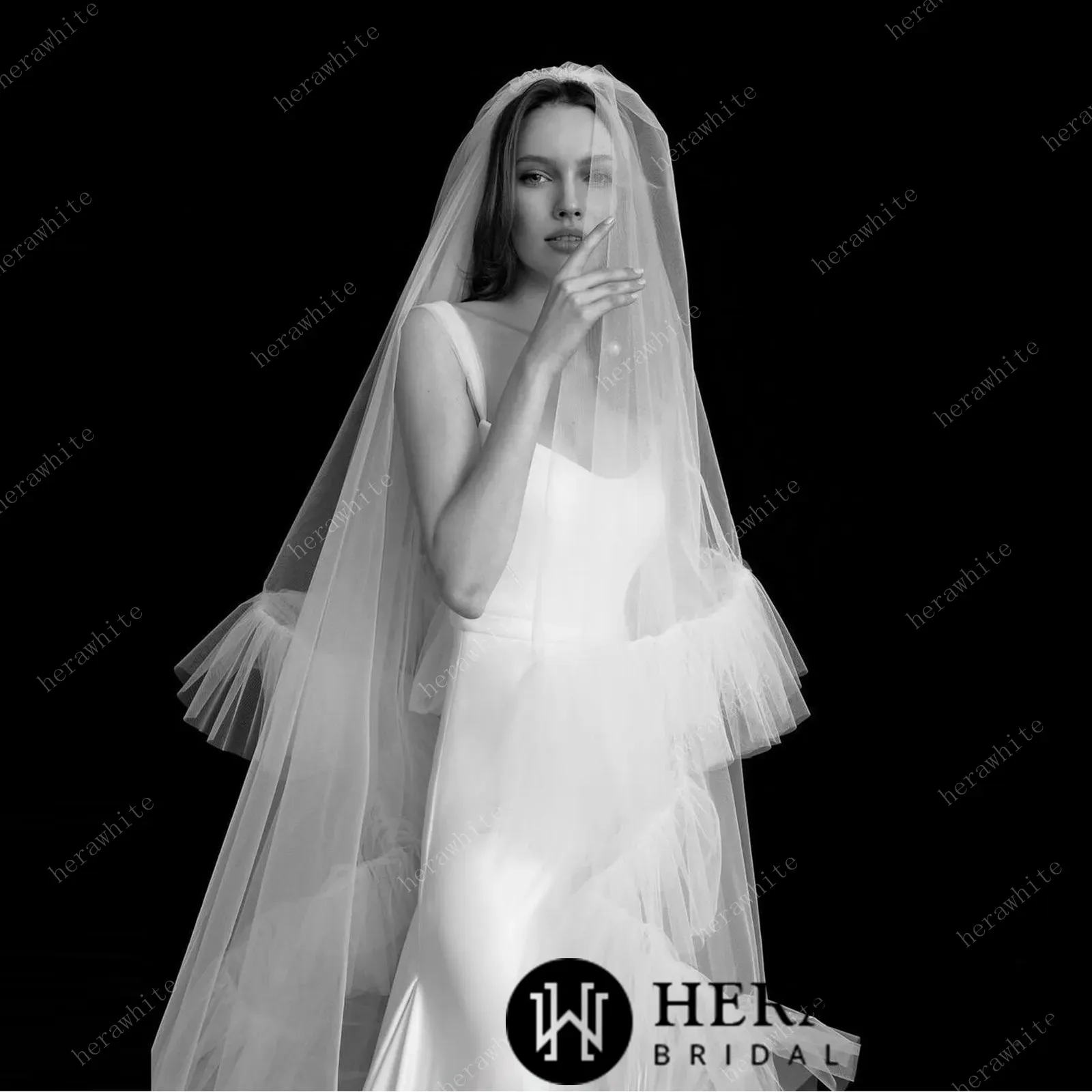 Two-tier Cathedral Length Ruffled Bridal Veil