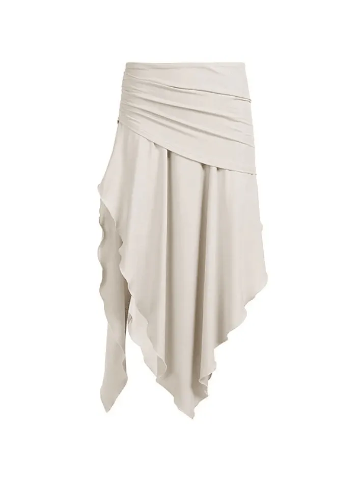 Wenkouban-nye outfits Gathered Slit Irregular Design Low Waist Midi Skirts 2025 fashion trends y2k style party club outfits