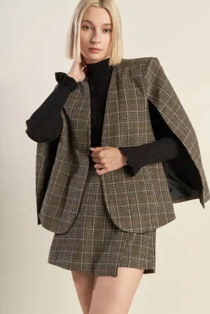Woolen Plaid Capelet